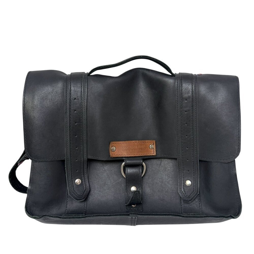 Copper River Bag Bolinas Voyager Laptop Briefcase Black Leather Large Messenger